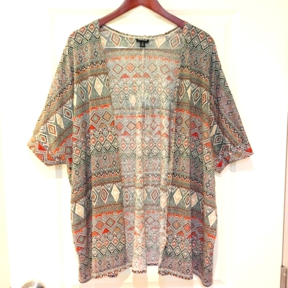 Torrid Cardigan Kimono Cover-up Sweater Open Front Boho Southwest Short Sleeves - Picture 1 of 14
